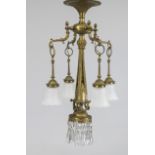 Ceiling lamp, late 19th century Ornamented console with inverted torch shaft with garlands. 4