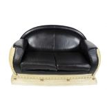 Designer sofa in Art Déco style, Italy 20th century, Arredoclassic, 2-seater, rounded shape, black