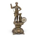 French sculptor c. 1900, blacksmith, golden-brown patinated cast metal on an Art Nouveau base,