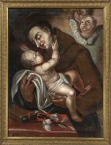 J.A. Bobletter, painter 1st half 18th century, St. Francis with the Infant Jesus, oil on canvas,