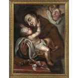 J.A. Bobletter, painter 1st half 18th century, St. Francis with the Infant Jesus, oil on canvas,