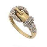 Motif ring GG/WG 375/000 in the shape of a belt, set with 102 octagonal diamonds, total 0.51 ct