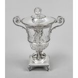 Lidded goblet, France, mark 1819-38, guarantee stamp for Paris, hallmarked silver, square plinth