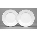 Two dinner plates, KPM Berlin, marks after 1992, 2nd choice, Kurland shape, design for the last Duke
