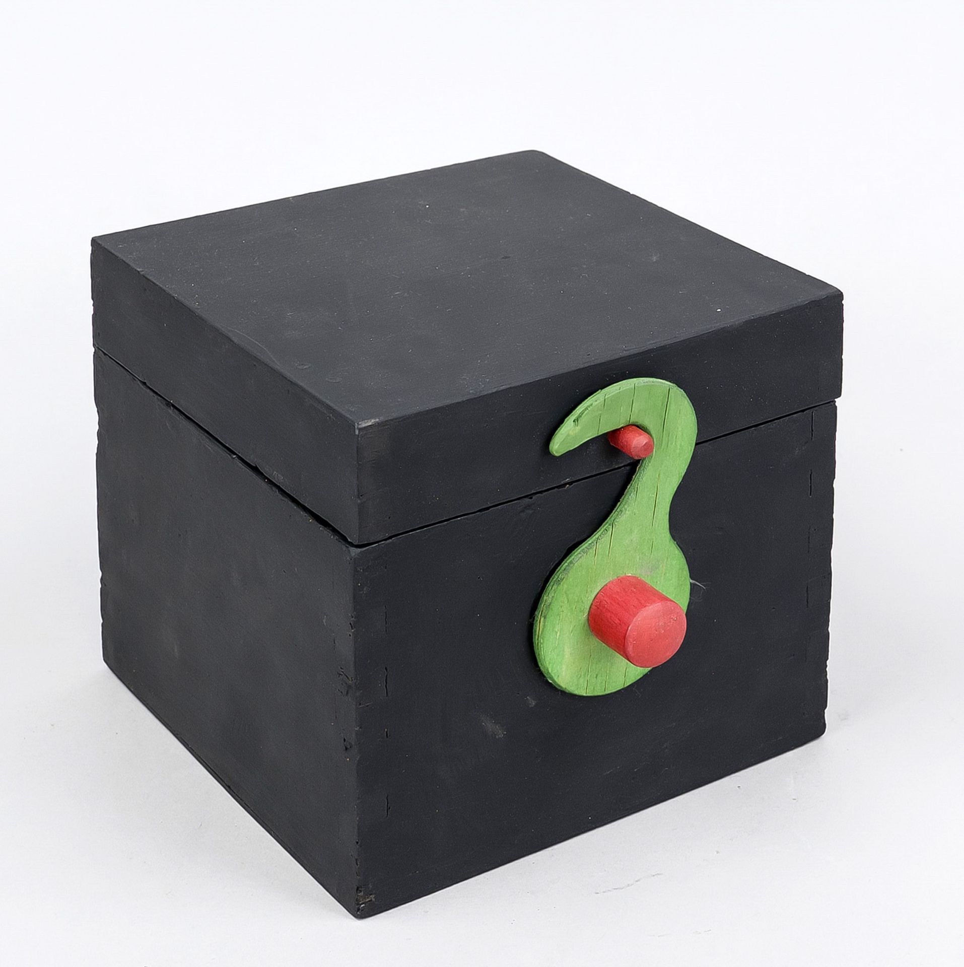 Jumping devil ''Jack in the box'', 20th century, black painted wooden body, inside a small - Image 2 of 2