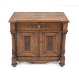 Half cupboard, Wilhelminian style around 1880, walnut, 2-door corpus flanked by carved full columns,