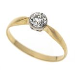 Old-cut diamond ring GG/WG 585/000 unmarked, tested, with one old-cut diamond approx. 0.60 ct