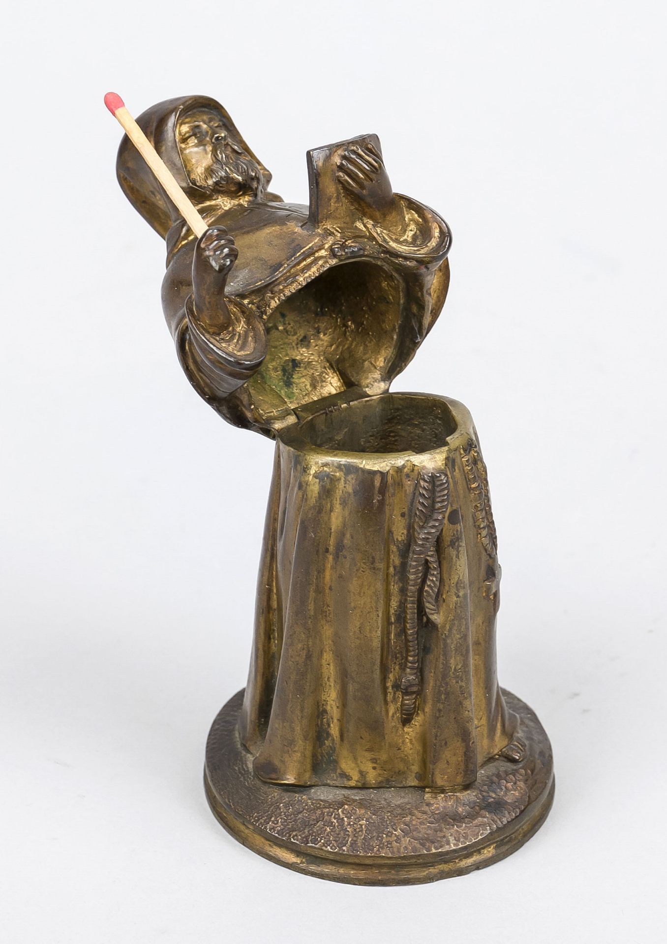 Go-To-Bed Matchholder, 2nd half 19th century, bronze figural with residual gilding. A reading - Image 2 of 2