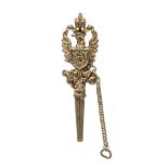 antique pocket watch key / winding key, double, imperial eagle with breastplate, sceptre, orb,