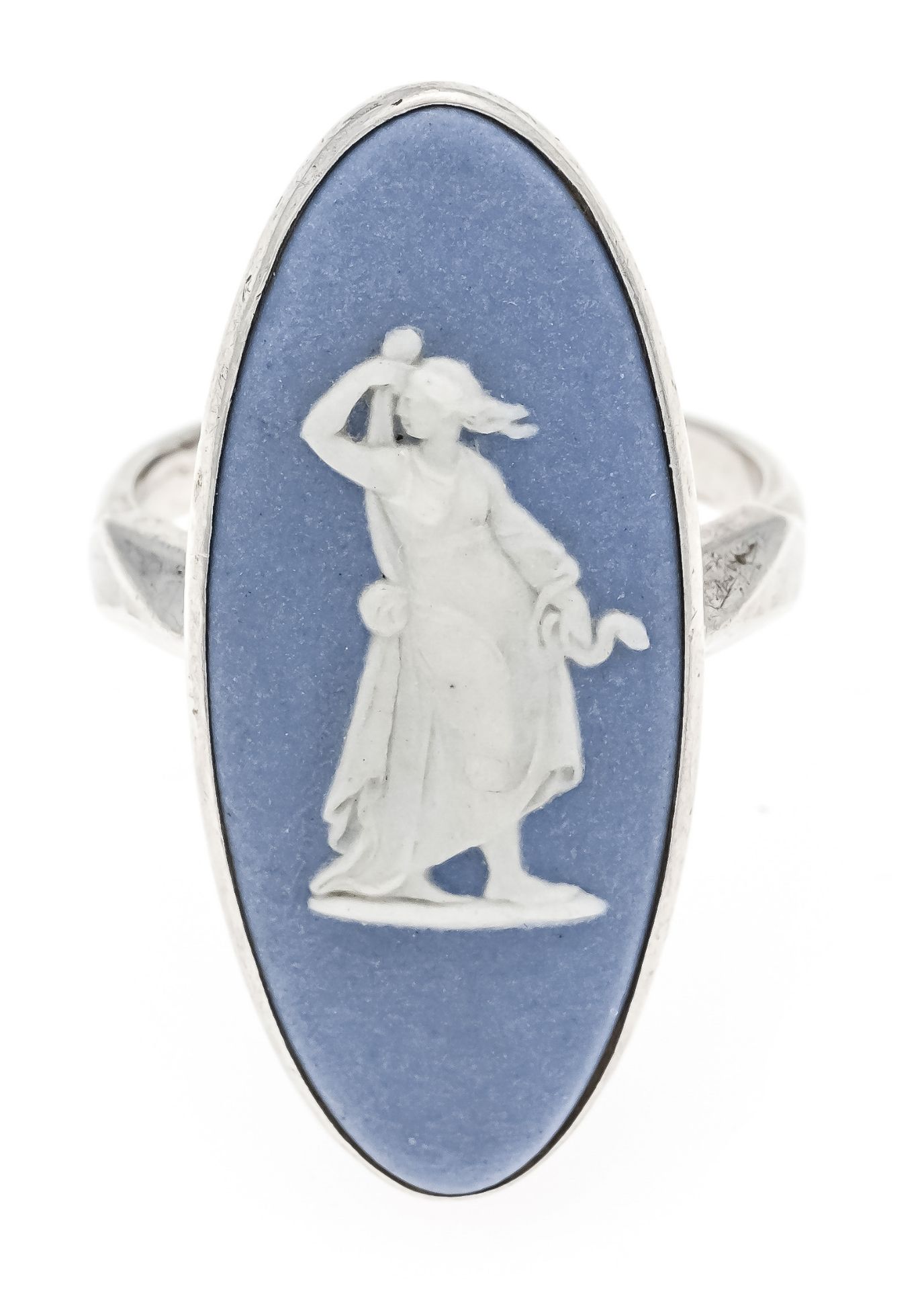 Wedgwood ring silver 834/000 with an oval Wedgwood plate with a mythological motif in the shape of a - Image 2 of 3