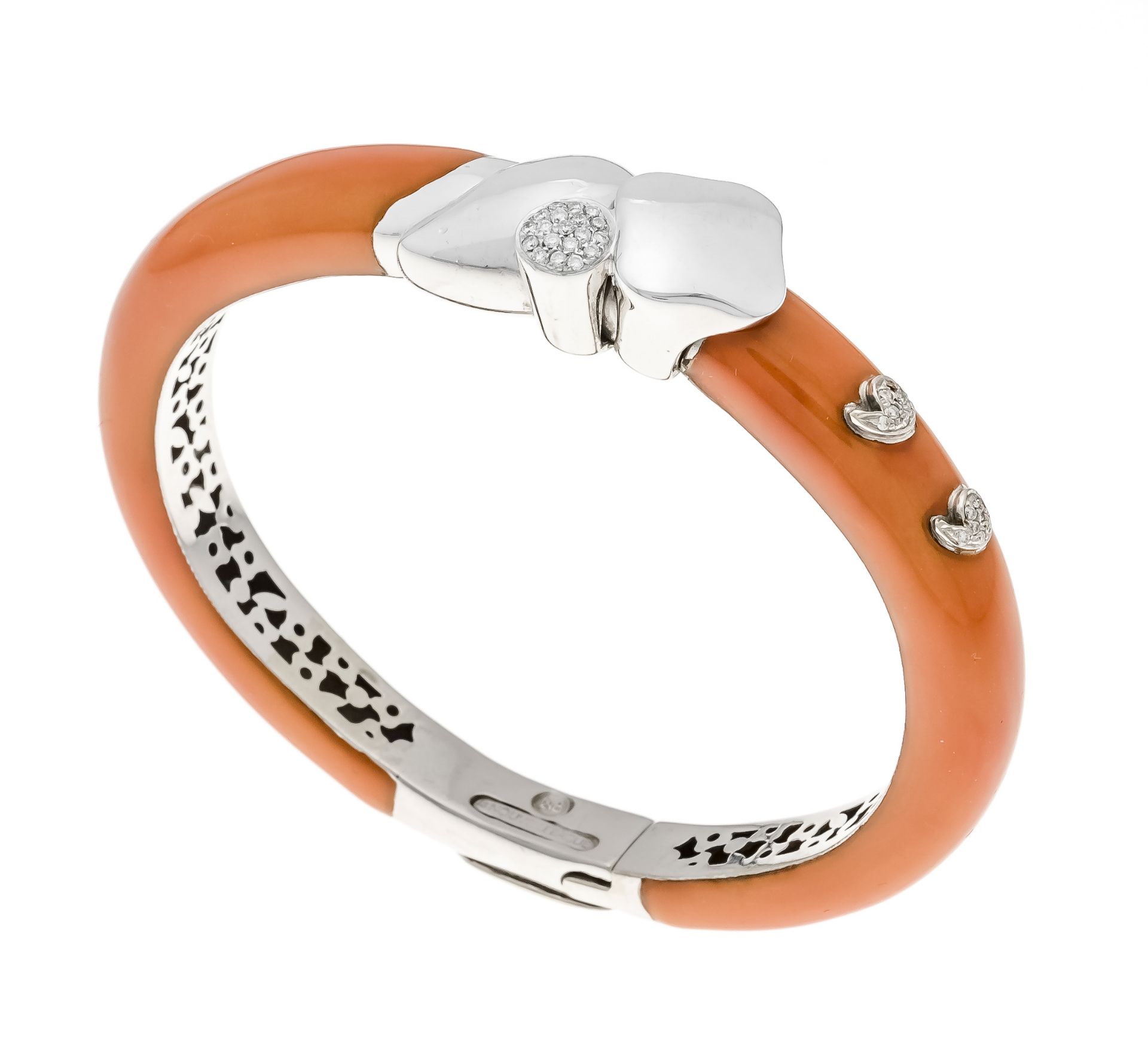 LaNouvelleBague enamel diamond bangle WG 750/000 with enamel and brilliant-cut diamonds, total 0.