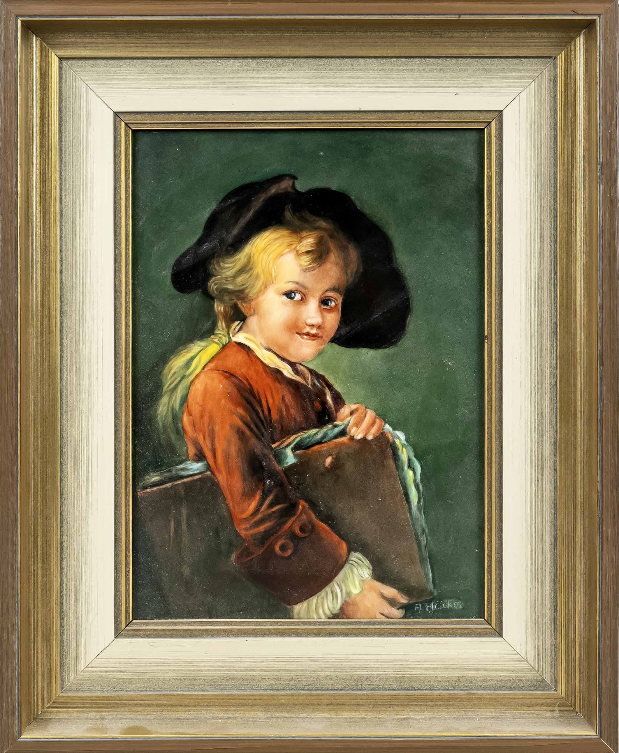 Picture plate, 20th century, ''Young pupil'' after the painting by Francois Drouais (1727-1775),