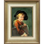 Picture plate, 20th century, ''Young pupil'' after the painting by Francois Drouais (1727-1775),