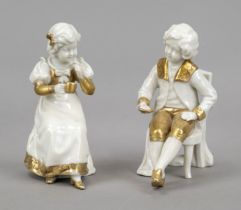 Pair of children, Scheibe-Alsbach, Thuringia, 20th century, two seated figures of children in
