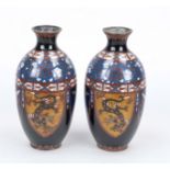 Pair of cloisonné vases, Japan, c. 1900 (Meiji). rubbed and chipped, h. 18 cm