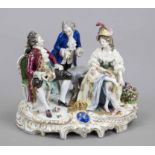 Gallant group of figures, Volkstedt, Thuringia, 2nd choice, early 20th century, gallant lady in
