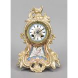 French. Pendulum white cast iron color gilded, 2nd half 19th century, decorated with rocailles, dial