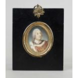 Miniature, 19th century, polychrome tempera painting on bone plate, unopened, Emperor Friedrich