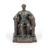 Unknown sculptor, c. 1900, enthroned Abraham Lincoln, patinated cast metal, inscribed ''J.B. 2440 DC