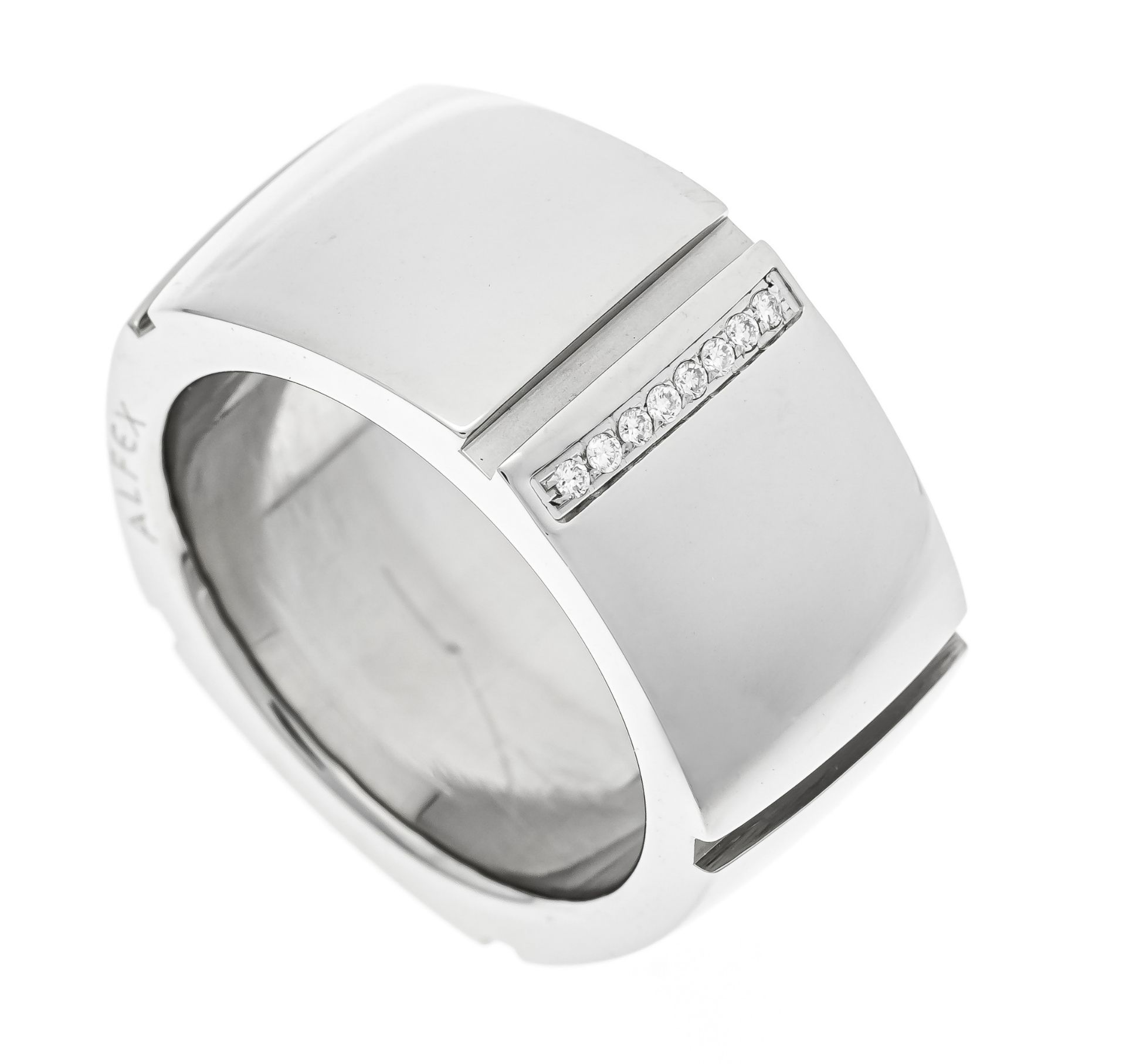 Alfex diamond design ring, steel, with 8 brilliant-cut diamonds, 0.04 ct l.tintedW-tintedW/SI, RG