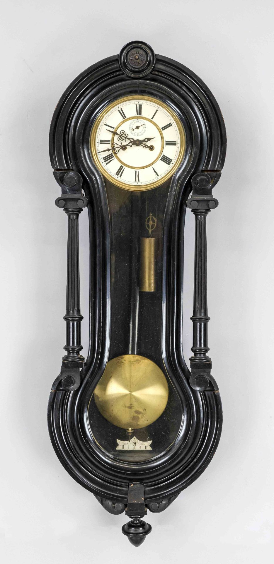 Viennese cable regulator, movement Gusatv Becker Freiburg, 2nd half 19th century, ebonized, curved