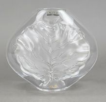 Vase, France, 2nd half 20th century, Lalique, oval stand, wide, flattened body, clear and frosted