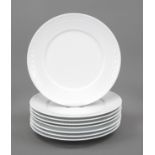 Eight gourmet plates, KPM Berlin, marks 1993-2000, mostly 1st choice, Kurland shape, designed for