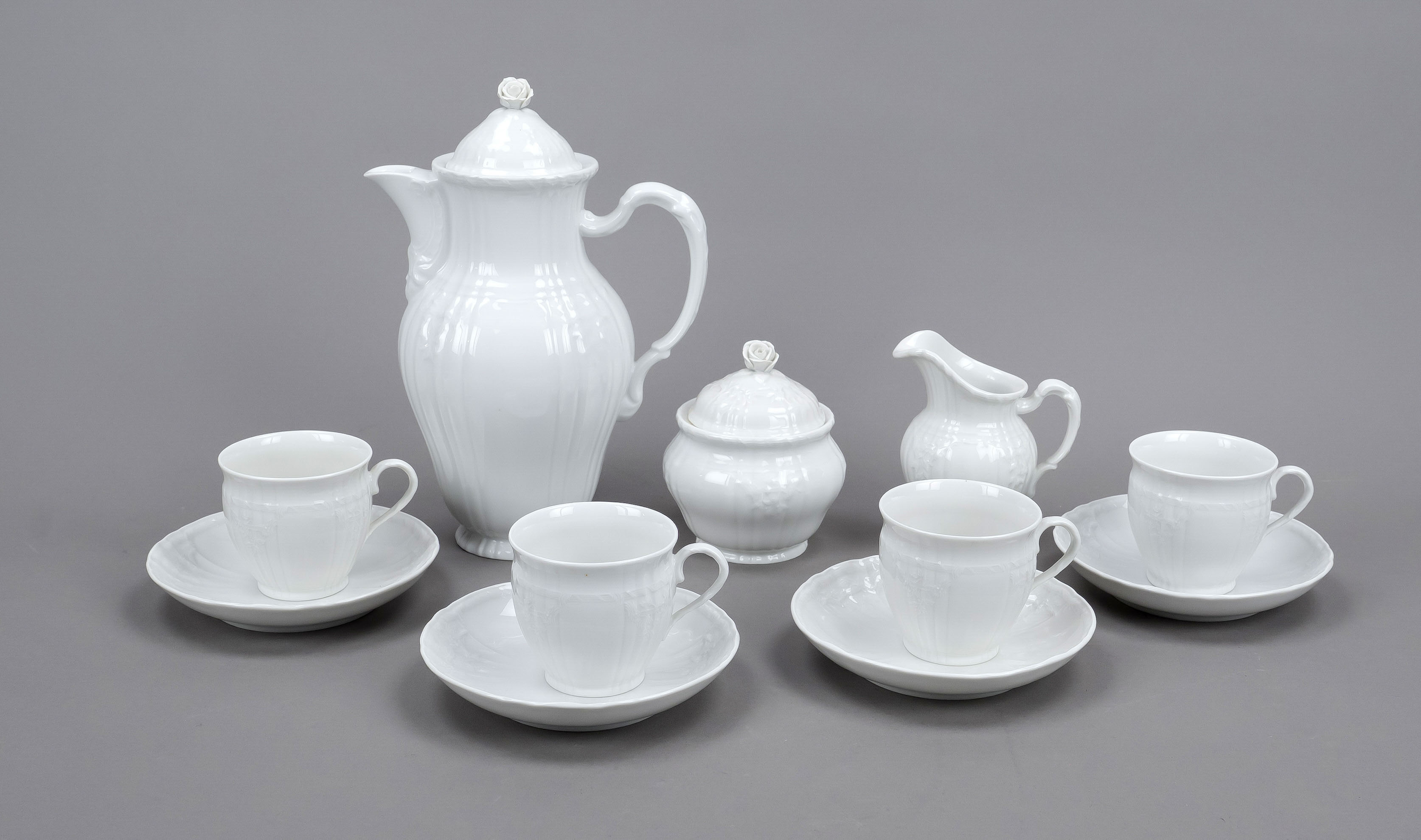 Coffee service for 12 persons, 27-piece, KPM Berlin, marks 1962-1992, 2nd choice, shape Rocaille,