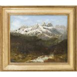 Ludwig Scheins (1808-1879), Oil study of an Alpine panorama (Eiger, Mönch and Jungfrau), Oil on