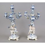 A pair of figural candlesticks, Meissen, Knauff Schwerter, mark 1850-1924, 1st choice, designed by