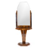 Console table with mirror top in Art Deco style, 20th century, walnut veneered and partly