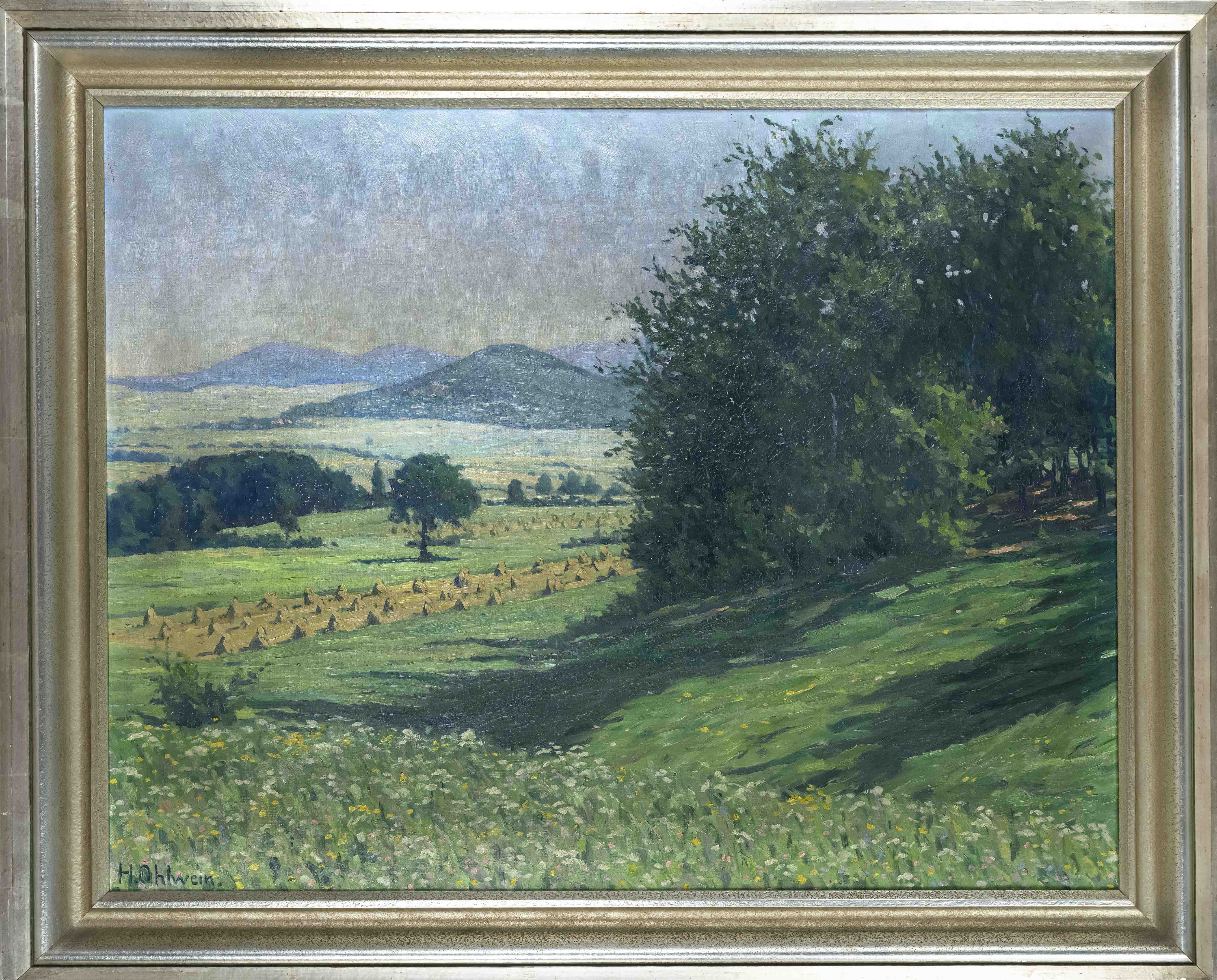 Heinrich Ohlwein (1898-1969), landscape painter active in Kassel, Sommertag am Brasselsberg, oil