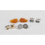 Four pairs of cufflinks, 20th century, various makers, silver of varying fineness, various shapes,