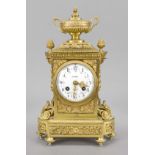 Table clock, fire-gilt bronze, satin-finished and polished, 2nd half 19th century, marked ''Motier