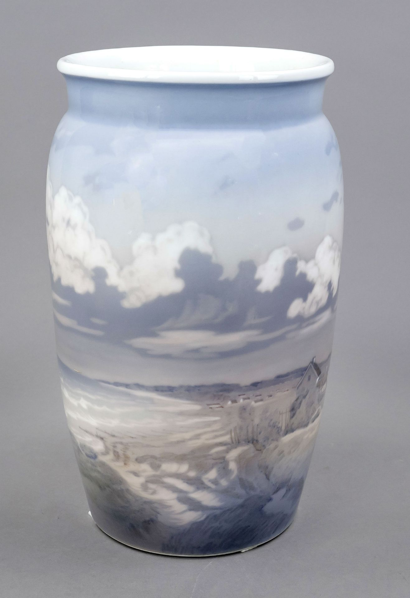 Vase with landscape, Dahl-Jensen, Copenhagen, 1920s, signed Arthur Boesen, model no. 137/97, all- - Image 2 of 2