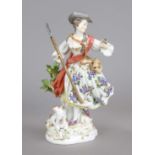 Shepherdess with staff, Meissen, after 1973, 2nd choice, model no. 61076, designed by Johann Joachim