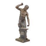 Anonymous sculptor c. 1900, blacksmith, patinated bronze, unsigned, both attributes missing, h. 21