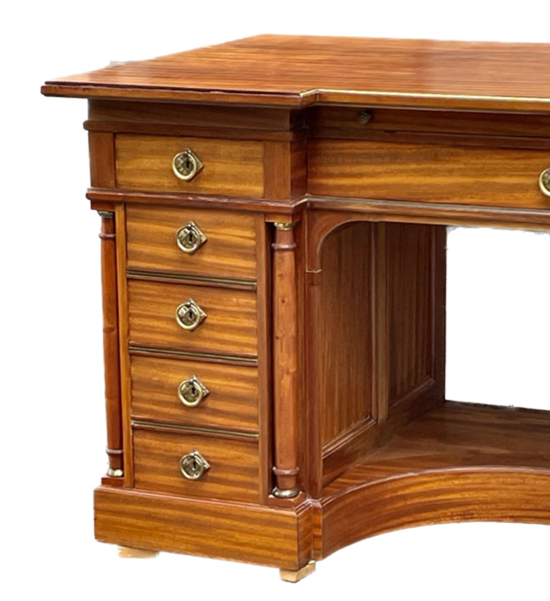 Wilhelminian style desk, c. 1880/90, maker Julius Groschkus Berlin, solid mahogany/veneered, minimal - Image 3 of 3