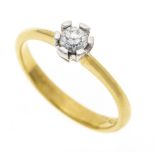 Brilliant solitaire ring GG/WG 750/000 with one brilliant-cut diamond 0.21 ct W/VS, RG 53, 2.8 g