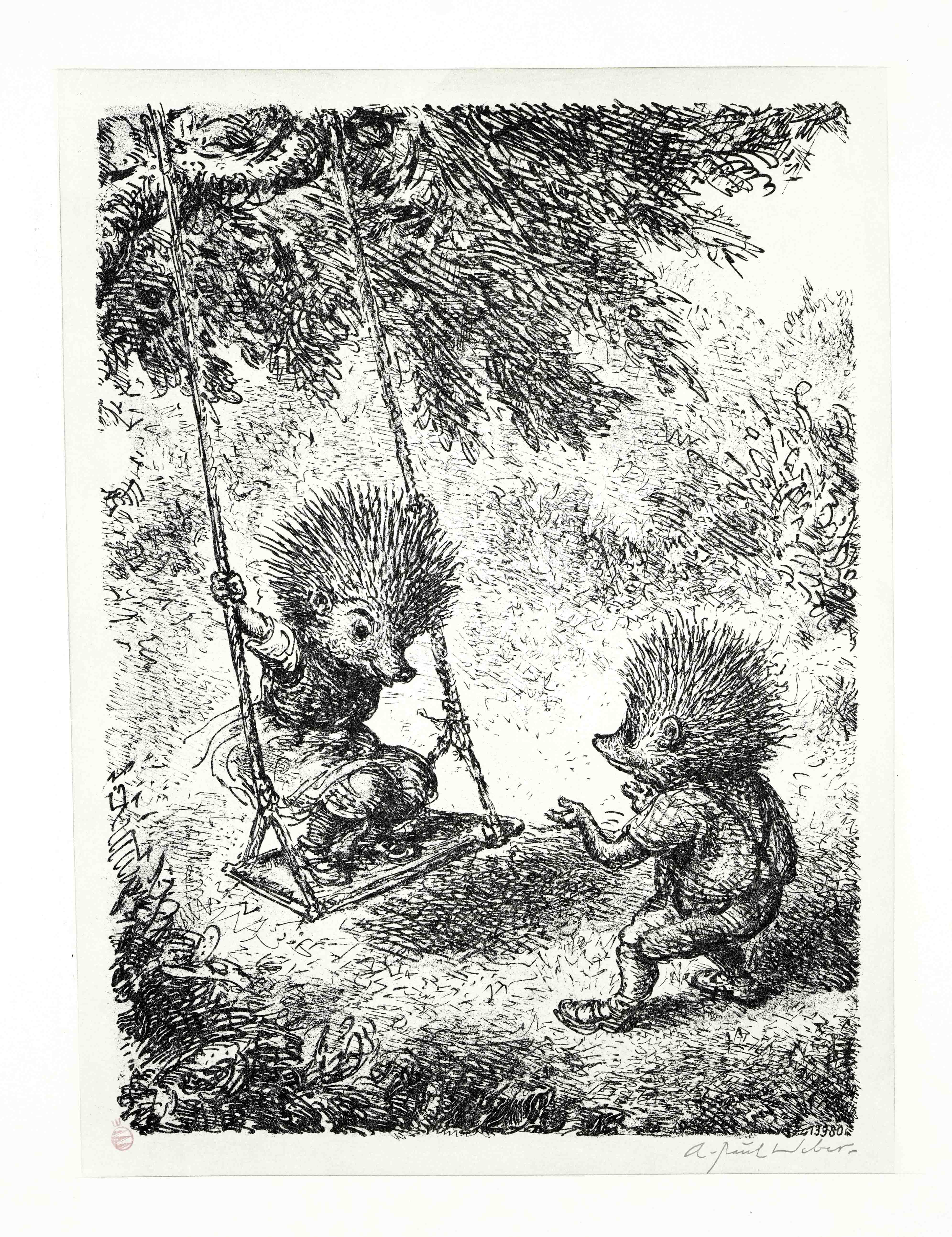 Andreas Paul Weber (1883-1980), bundle of 7 lithographs: 4 hedgehog motifs, 2 x fox motifs and 1 x - Image 2 of 7