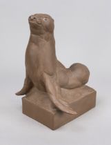 Sea lion, Meissen, mark 1924-1934, 1st choice, Boettger stoneware, designed by August Gaul in