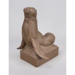 Sea lion, Meissen, mark 1924-1934, 1st choice, Boettger stoneware, designed by August Gaul in