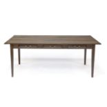 Dining table, late 20th century, solid oak, frame with 3 drawers, 78 x 200 x 90 cm - The furniture