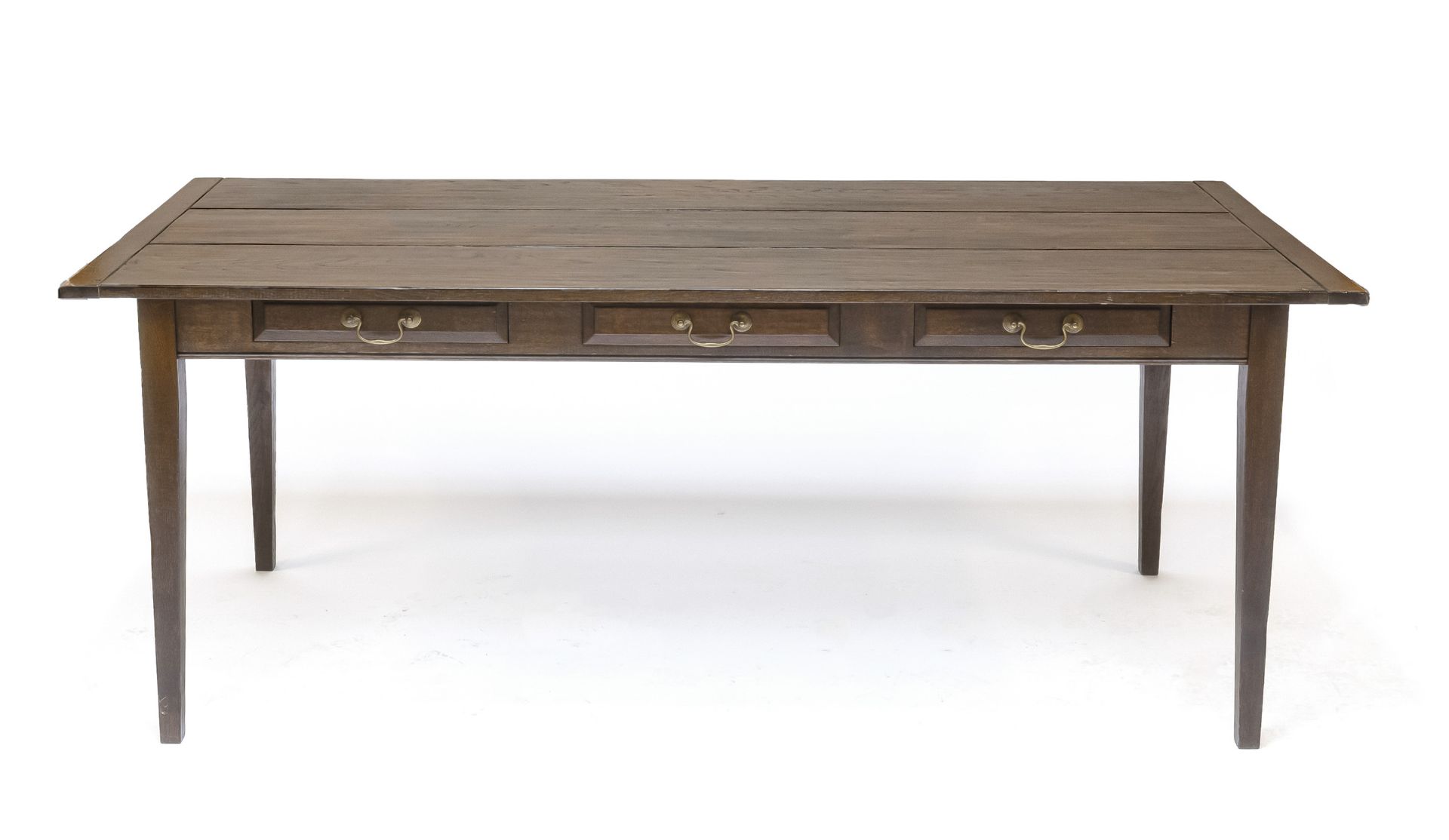 Dining table, late 20th century, solid oak, frame with 3 drawers, 78 x 200 x 90 cm - The furniture