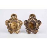 Pair of canon panels, probably 19th century, carved and gilded wood, h. 27 cm