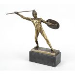 A. Zierhut-München, sculptor c. 1900, javelin thrower, patinated bronze on marble base, rubbed,