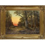 signed Lissa, 19th century, large forest clearing in the evening light, oil on canvas, signed ''