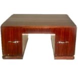 Art-déco desk from around 1930, exotic walnut veneer, can be dismantled into four parts, minimal