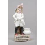 Humorous match holder, c. 1900, Germany for the English market, polychrome painted bisque porcelain.