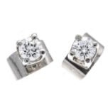 Brilliant stud earrings WG 585/000 with 2 brilliant-cut diamonds, total 0.30 ct TW-W/VVS-VS, 1.2 g